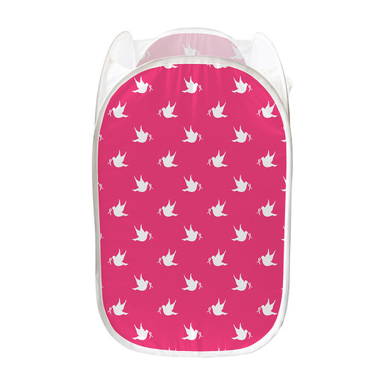 White Dove Breast Cancer Pattern Print Mesh Laundry Hamper
