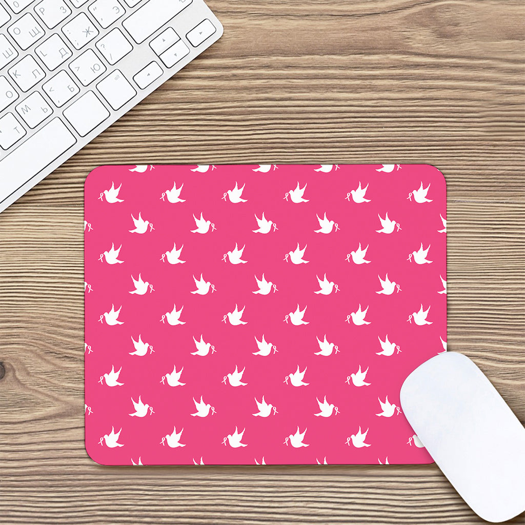 White Dove Breast Cancer Pattern Print Mouse Pad