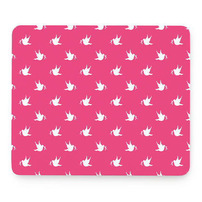 White Dove Breast Cancer Pattern Print Mouse Pad