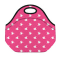White Dove Breast Cancer Pattern Print Neoprene Lunch Bag