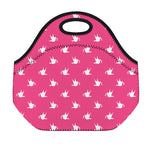 White Dove Breast Cancer Pattern Print Neoprene Lunch Bag