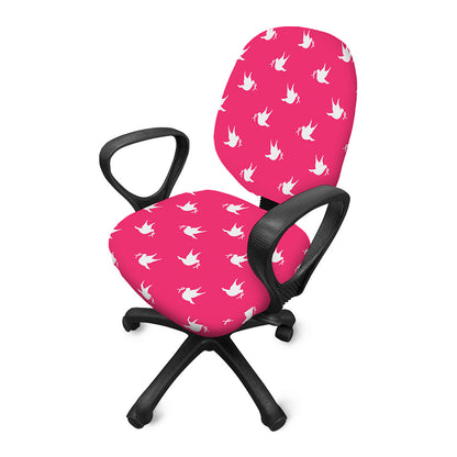 White Dove Breast Cancer Pattern Print Office Chair Cover