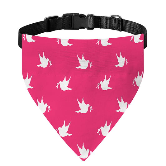White Dove Breast Cancer Pattern Print Over The Collar Dog Bandana