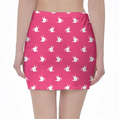 White Dove Breast Cancer Pattern Print Pencil Mini Skirt