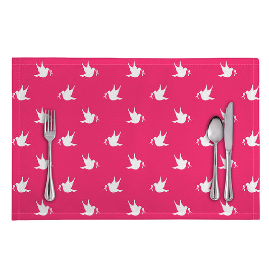 White Dove Breast Cancer Pattern Print Placemat