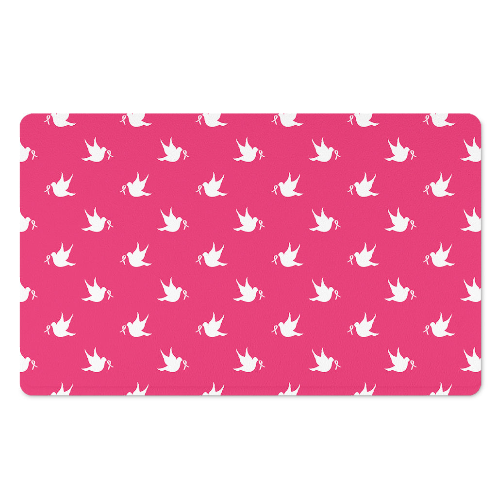 White Dove Breast Cancer Pattern Print Polyester Doormat