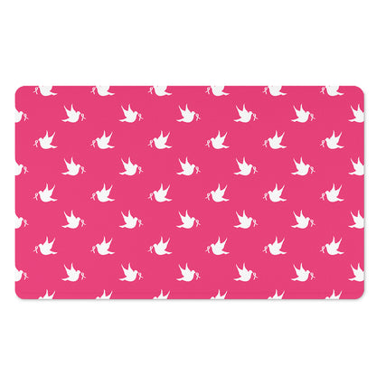White Dove Breast Cancer Pattern Print Polyester Doormat