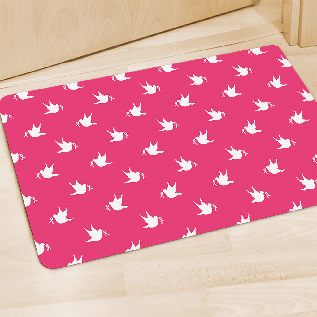 White Dove Breast Cancer Pattern Print Polyester Doormat