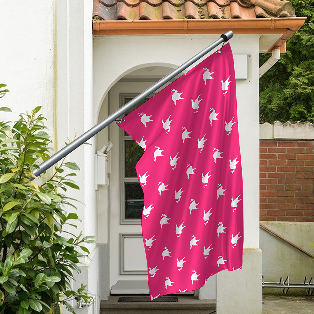 White Dove Breast Cancer Pattern Print Polyester Flag