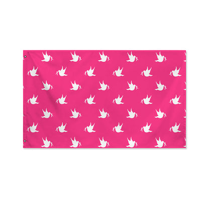 White Dove Breast Cancer Pattern Print Polyester Flag