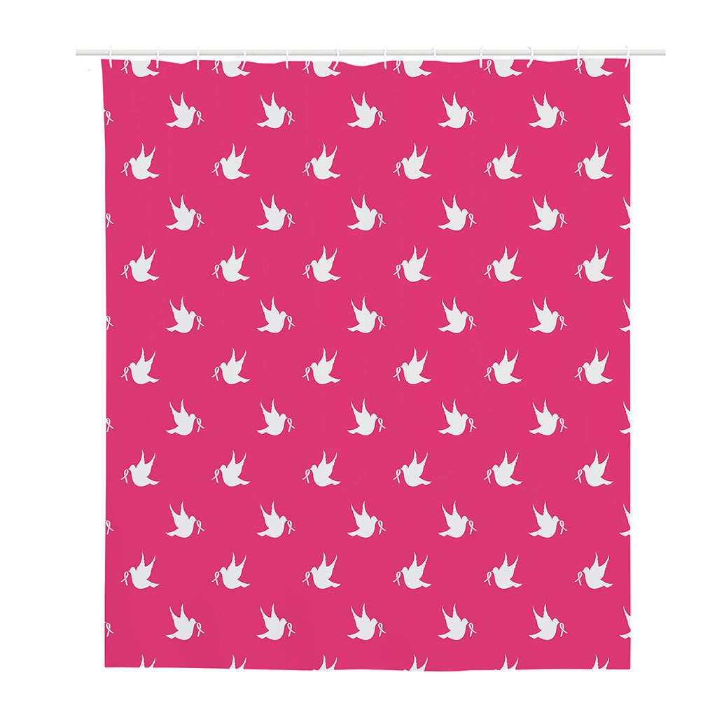 White Dove Breast Cancer Pattern Print Polyester Shower Curtain