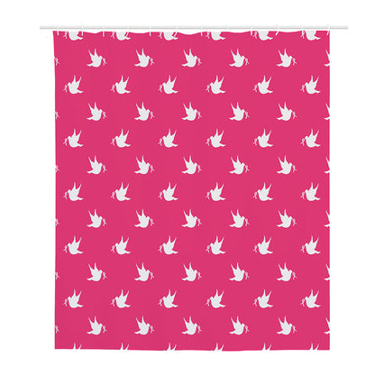 White Dove Breast Cancer Pattern Print Polyester Shower Curtain