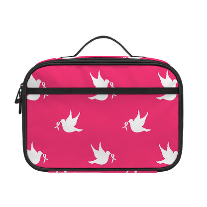 White Dove Breast Cancer Pattern Print Portable Lunch Bag