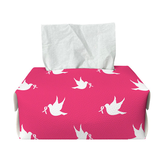 White Dove Breast Cancer Pattern Print Rectangle Tissue Box Cover