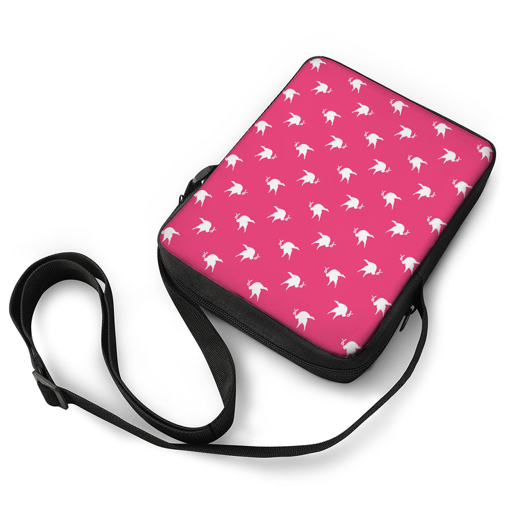 White Dove Breast Cancer Pattern Print Rectangular Crossbody Bag