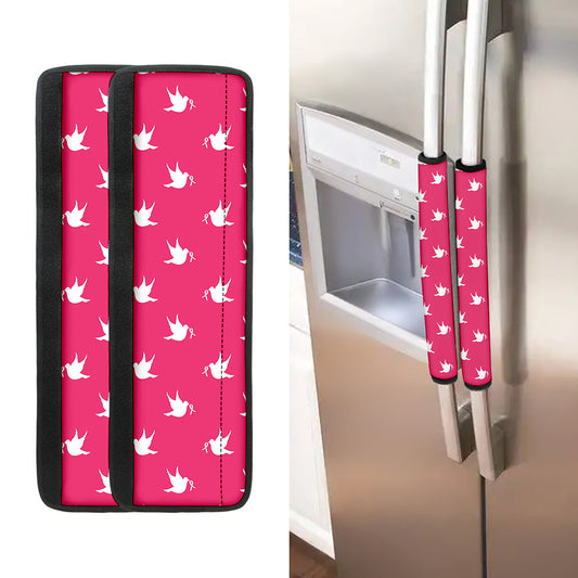 White Dove Breast Cancer Pattern Print Refrigerator Handle Covers