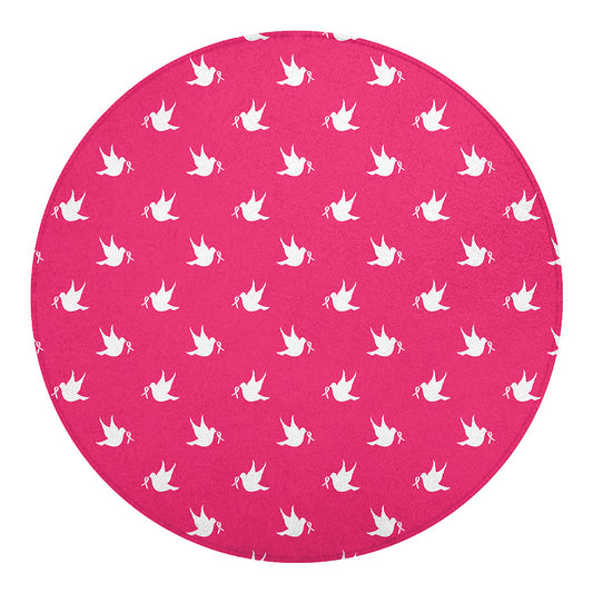 White Dove Breast Cancer Pattern Print Round Blanket