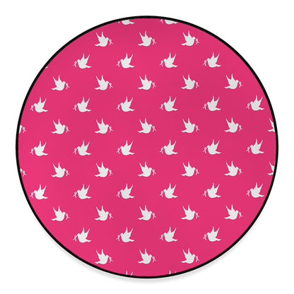 White Dove Breast Cancer Pattern Print Round Floor Mat