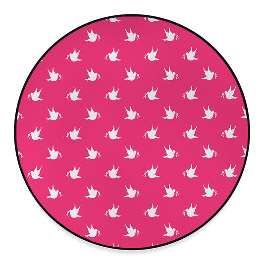 White Dove Breast Cancer Pattern Print Round Floor Mat