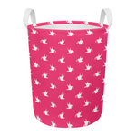 White Dove Breast Cancer Pattern Print Round Laundry Basket