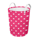 White Dove Breast Cancer Pattern Print Round Laundry Basket