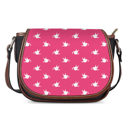 White Dove Breast Cancer Pattern Print Saddle Bag