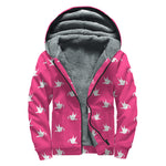 White Dove Breast Cancer Pattern Print Sherpa Lined Zip Up Hoodie