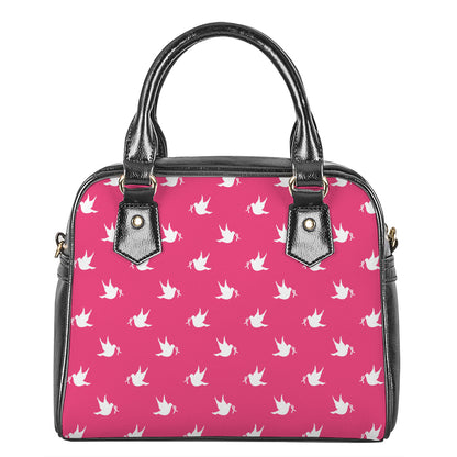 White Dove Breast Cancer Pattern Print Shoulder Handbag