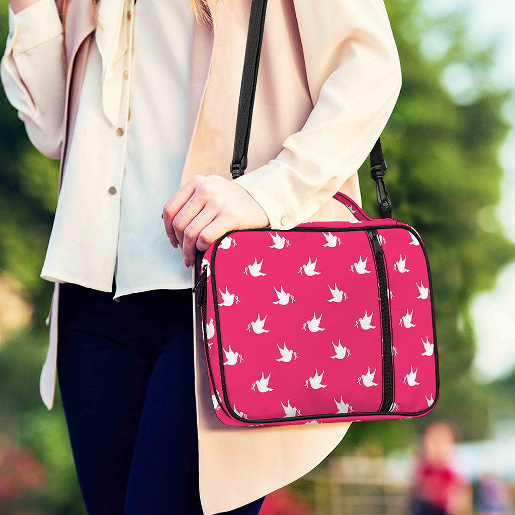 White Dove Breast Cancer Pattern Print Shoulder Strap Bible Bag