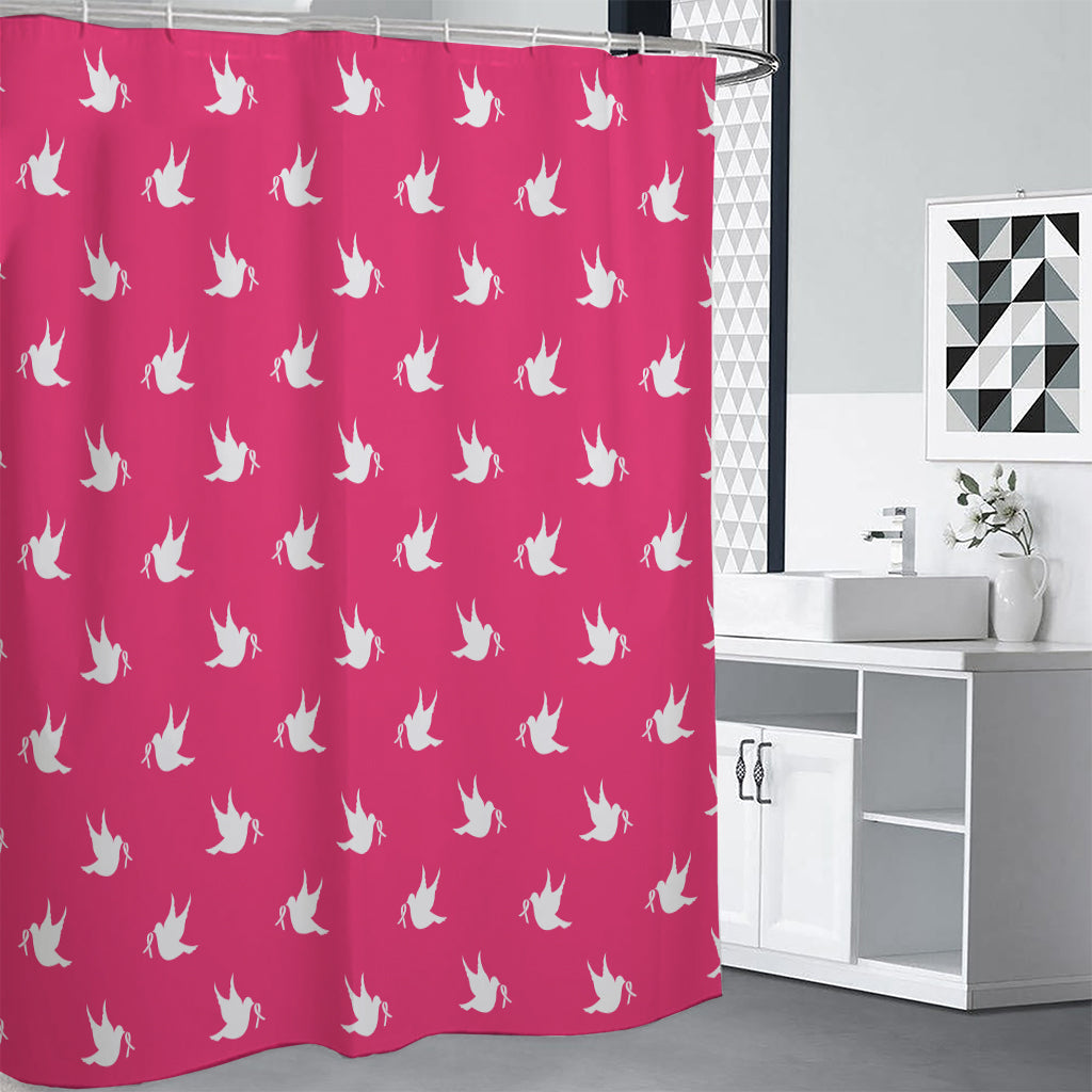 White Dove Breast Cancer Pattern Print Shower Curtain