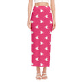 White Dove Breast Cancer Pattern Print Side Slit Maxi Skirt