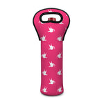 White Dove Breast Cancer Pattern Print Single Neoprene Wine Tote