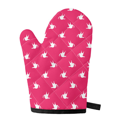 White Dove Breast Cancer Pattern Print Single Oven Mitt