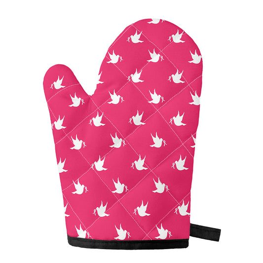 White Dove Breast Cancer Pattern Print Single Oven Mitt