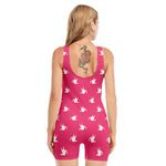 White Dove Breast Cancer Pattern Print Sleeveless One Piece Swimsuit