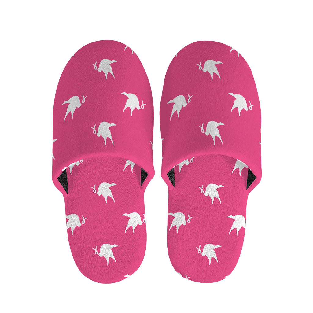 White Dove Breast Cancer Pattern Print Slippers