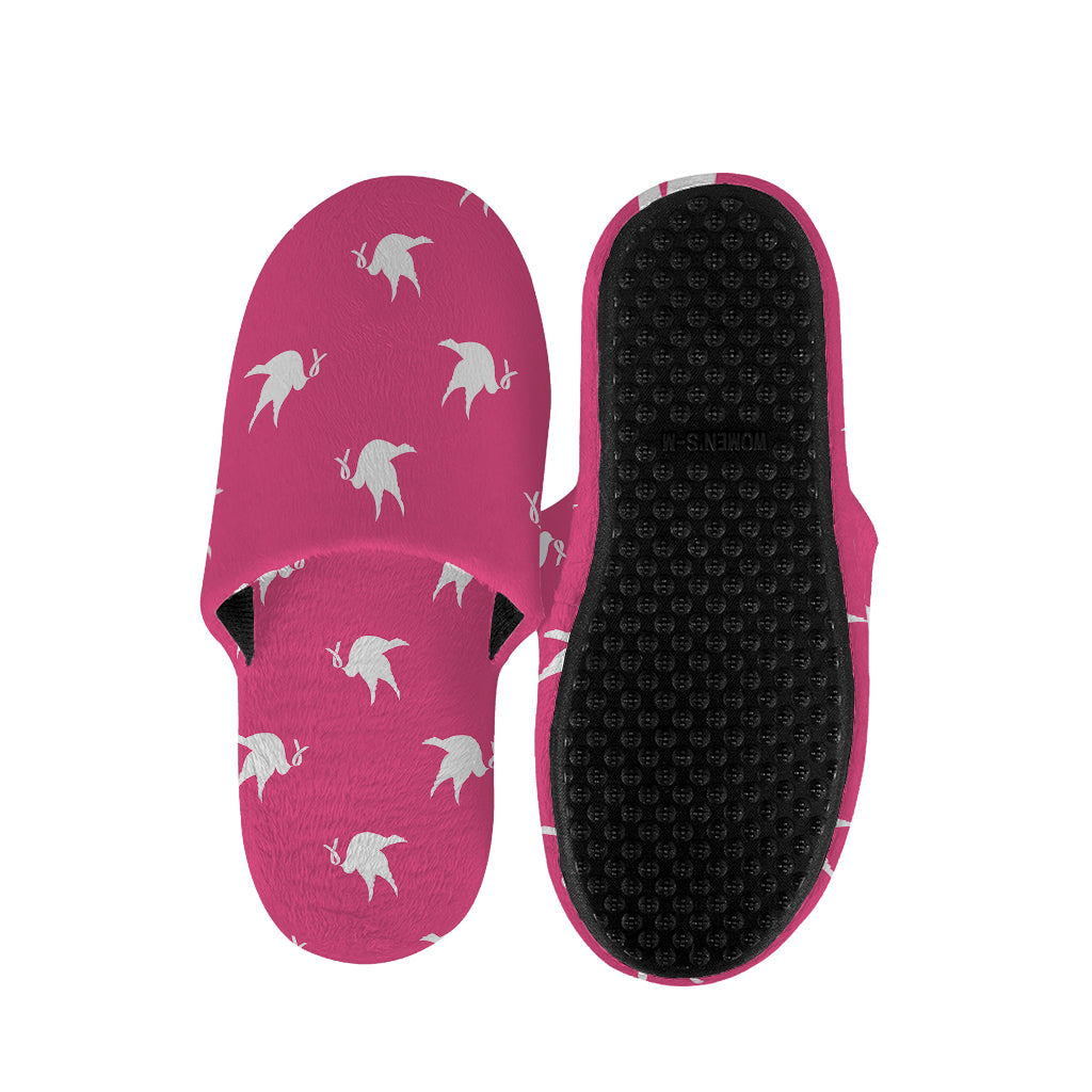 White Dove Breast Cancer Pattern Print Slippers