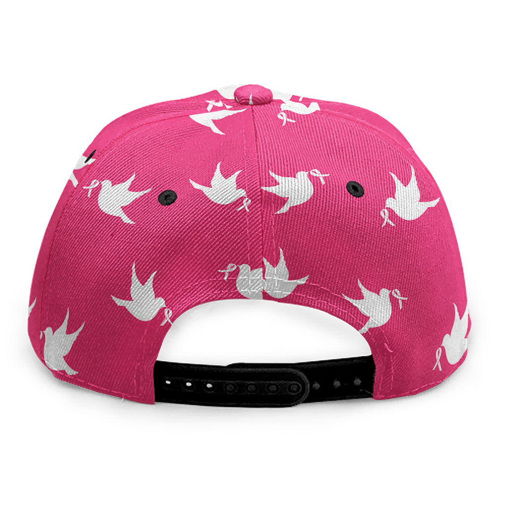 White Dove Breast Cancer Pattern Print Snapback Cap