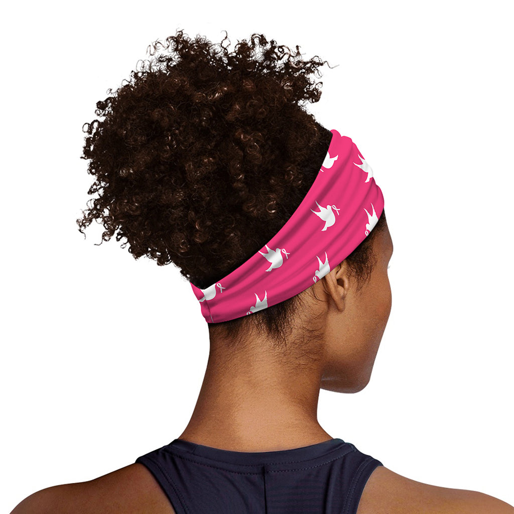 White Dove Breast Cancer Pattern Print Sports Headband