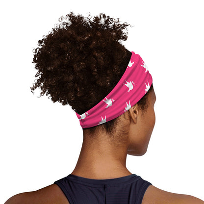 White Dove Breast Cancer Pattern Print Sports Headband