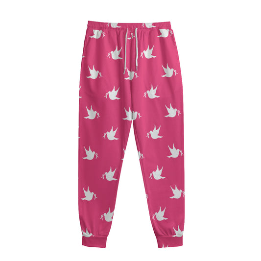 White Dove Breast Cancer Pattern Print Sweatpants