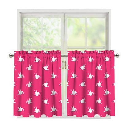 White Dove Breast Cancer Pattern Print Tier Curtains