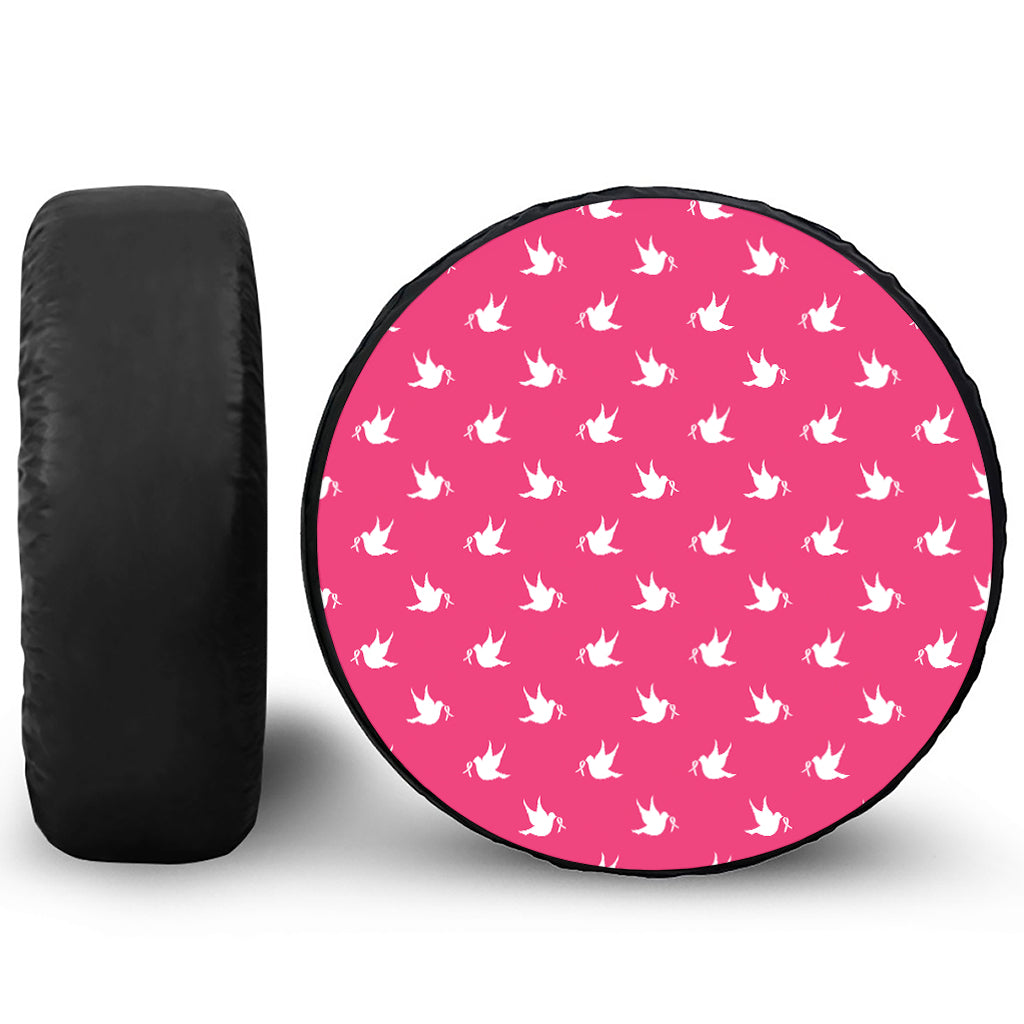 White Dove Breast Cancer Pattern Print Tire Cover