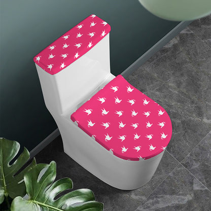 White Dove Breast Cancer Pattern Print Toilet Lid And Tank Cover Set