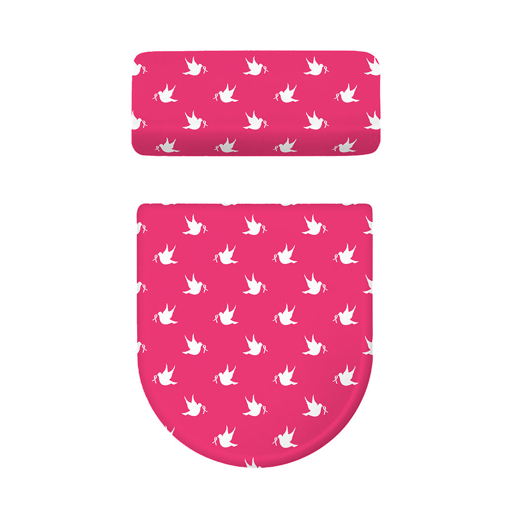 White Dove Breast Cancer Pattern Print Toilet Lid And Tank Cover Set