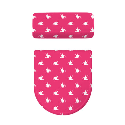 White Dove Breast Cancer Pattern Print Toilet Lid And Tank Cover Set