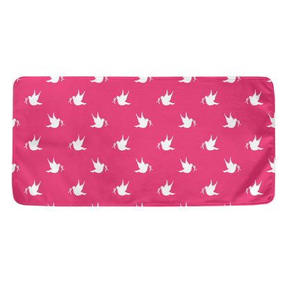 White Dove Breast Cancer Pattern Print Towel
