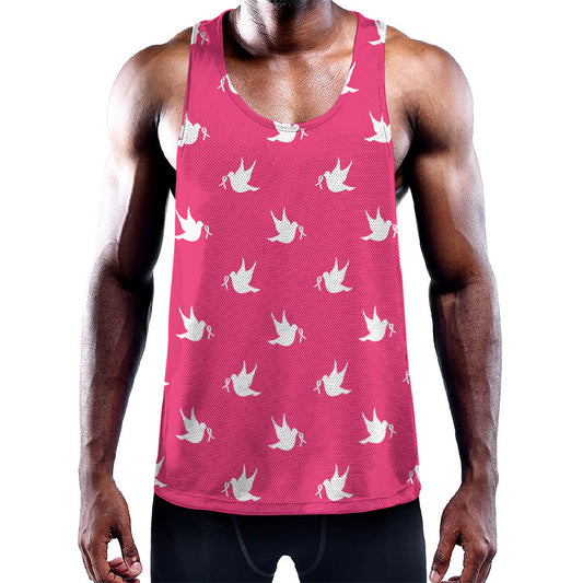 White Dove Breast Cancer Pattern Print Training Tank Top