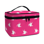 White Dove Breast Cancer Pattern Print Travel Makeup Bag