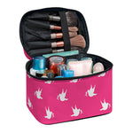 White Dove Breast Cancer Pattern Print Travel Makeup Bag